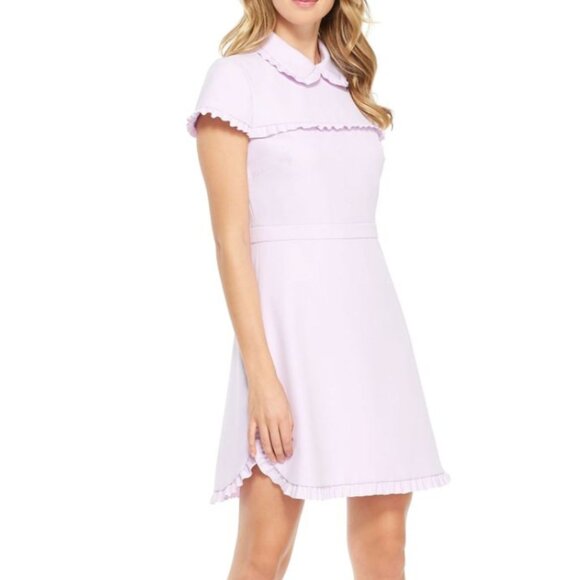 NEW Gal Meets Glam Lilac Emma Ruffle Crepe Mini Dress Size 16 - 41394 - Picture 1 of 14